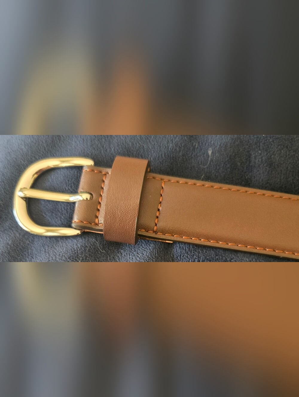 Brown Leather Men's Belt with Gold Buckle